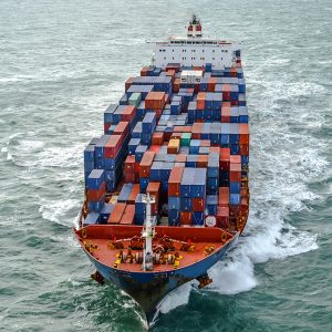 Cargo Ship in Ocean Waters